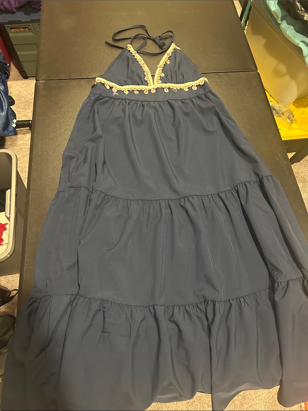 SHEIN Navy Maxi Dress with Cream Trim